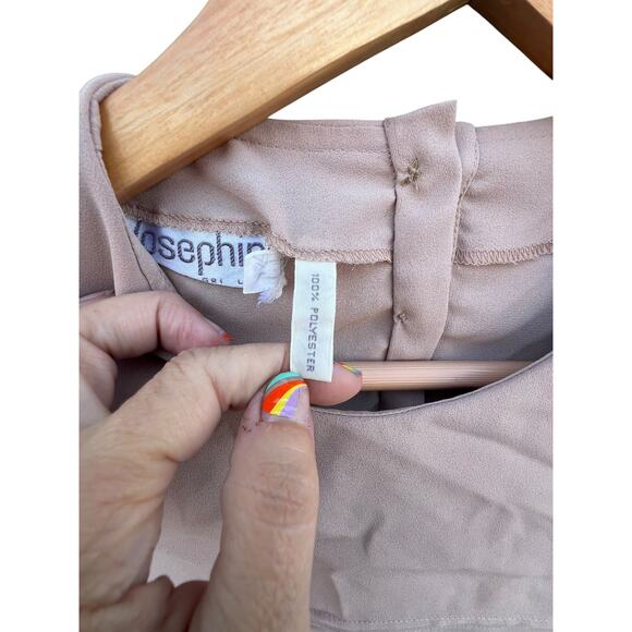 Josephine Women's Vintage Career Blouse Pleated Long Sleeve Beige Size 12 - Picture 3 of 6